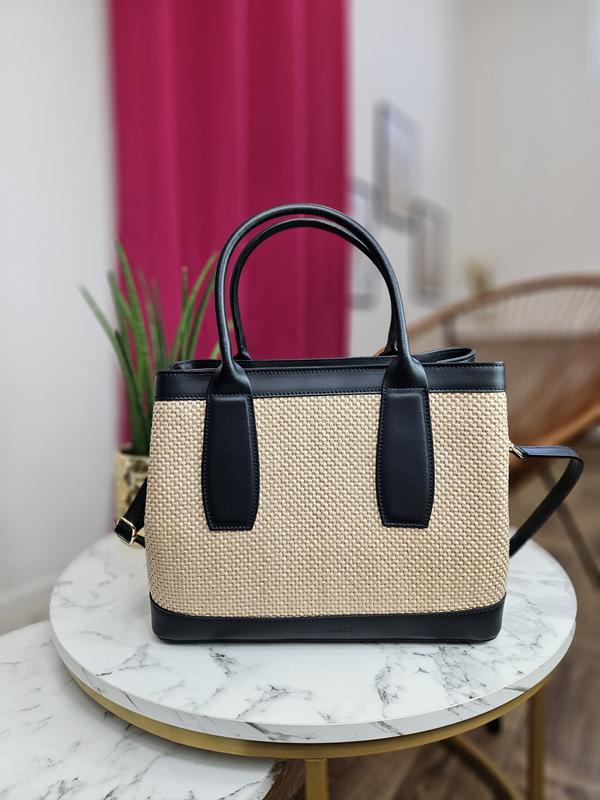Torebka Olivia Laura Biaggi w kolorze czarno/beżowym skóra naturalna zdjęcie 1