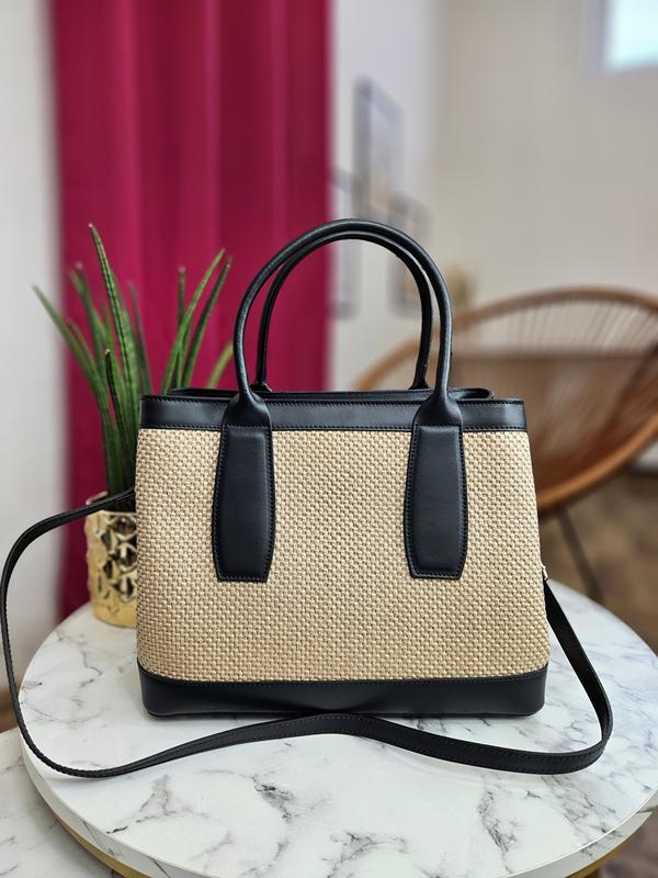 Torebka Olivia Laura Biaggi w kolorze czarno/beżowym skóra naturalna zdjęcie 4