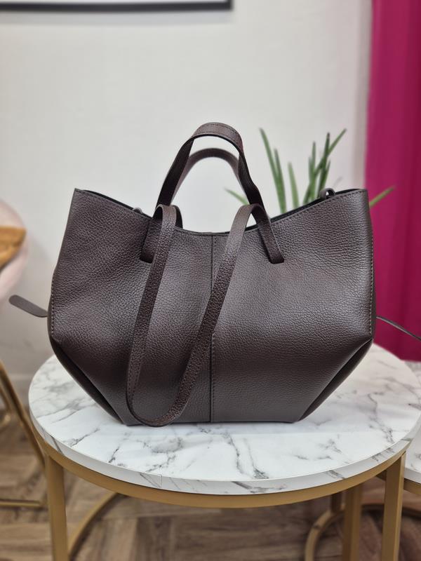 Skórzana torebka z organizerem w kolorze brązowym zdjęcie 3