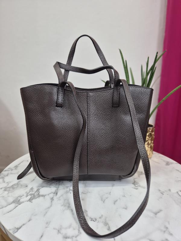 Skórzana torebka w kolorze czekoladowym zdjęcie 1