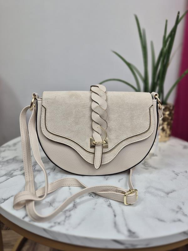 Mała torebka Laura Biaggi z klapką w kolorze beżowym zdjęcie 1