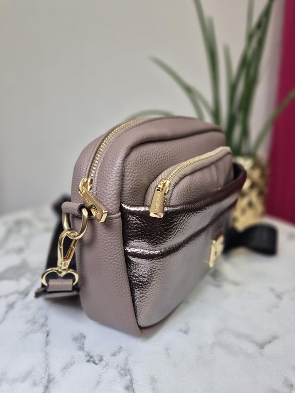 HIT mała torebka Laura Biaggi z kieszonką w kolorze cappucino zdjęcie 3