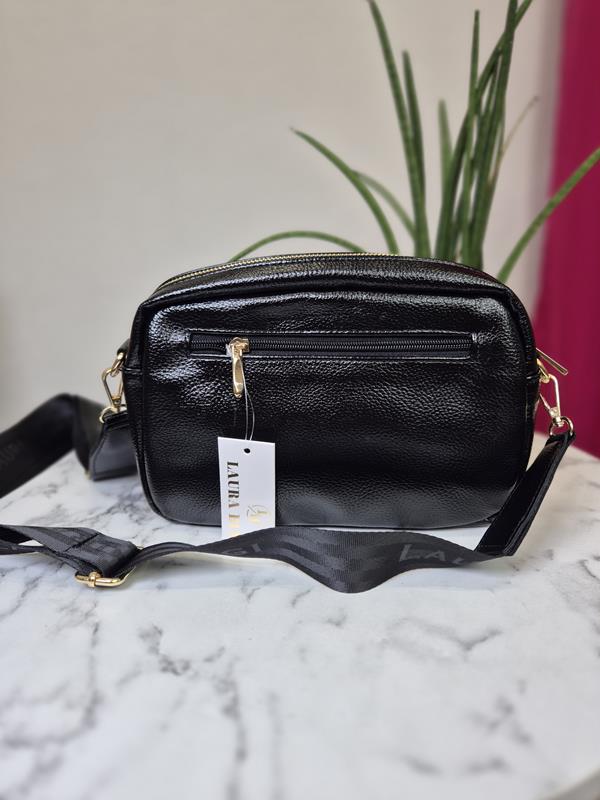 HIT mała torebka Laura Biaggi z kieszonką w kolorze czarnym zdjęcie 4