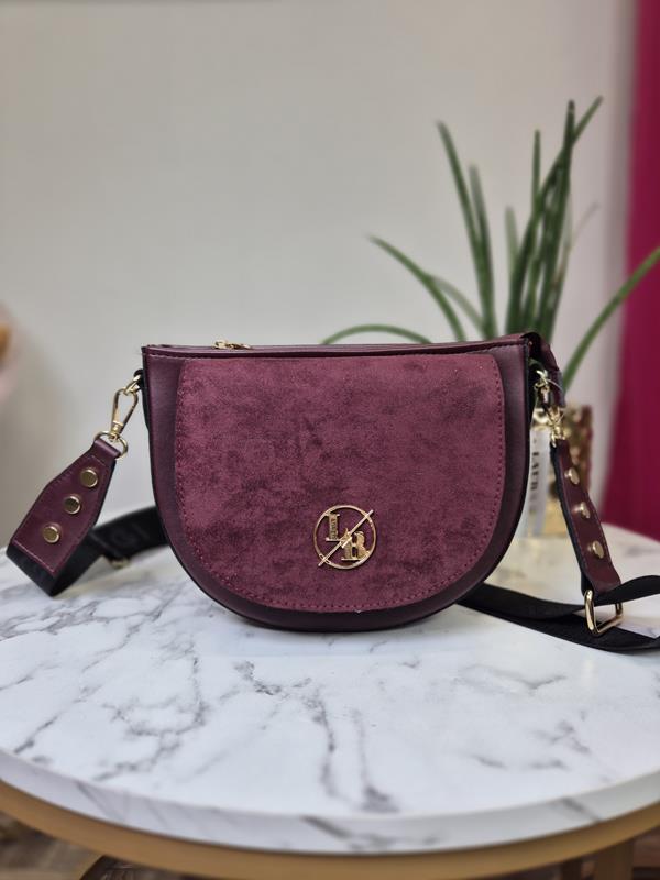 HIT półokrągła torebka Laura Biaggi z kieszonką w kolorze burgundowym zdjęcie 1