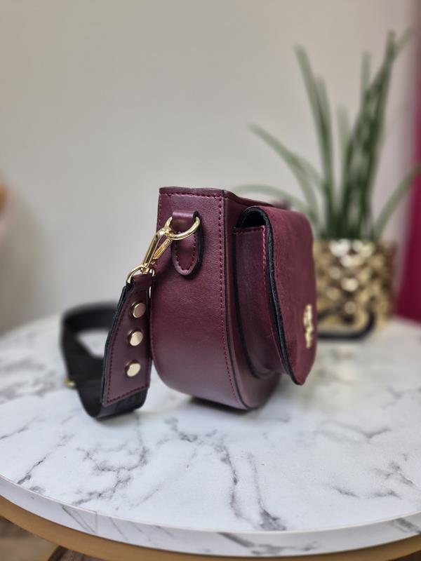 HIT półokrągła torebka Laura Biaggi z kieszonką w kolorze burgundowym zdjęcie 3