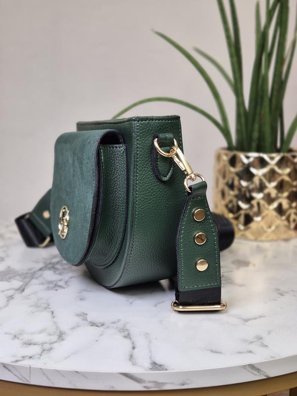 HIT półokrągła torebka Laura Biaggi z kieszonką w kolorze zielonym  zdjęcie 3