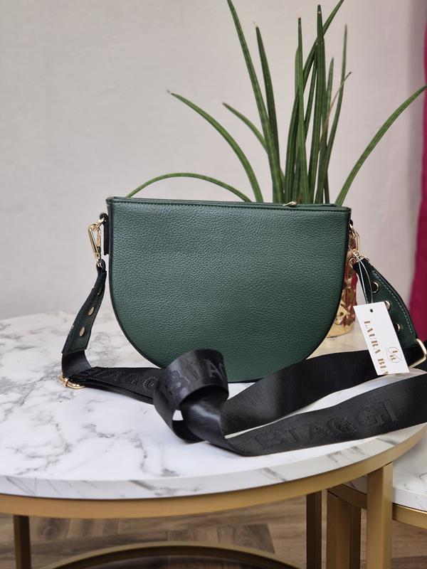 HIT półokrągła torebka Laura Biaggi z kieszonką w kolorze zielonym  zdjęcie 4