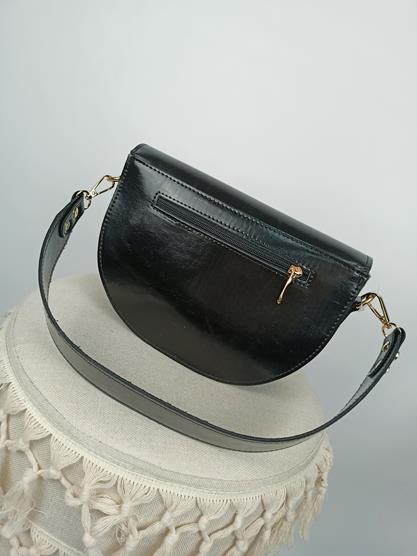 HIT Piękna półokrągła torebka Laura Biaggi czerń w minimalistycznym stylu zdjęcie 4