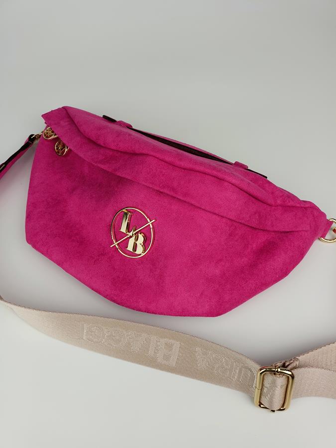Przepiękna mega pakowna torebko-nerka Laura Biaggi różowy zamsz zdjęcie 2