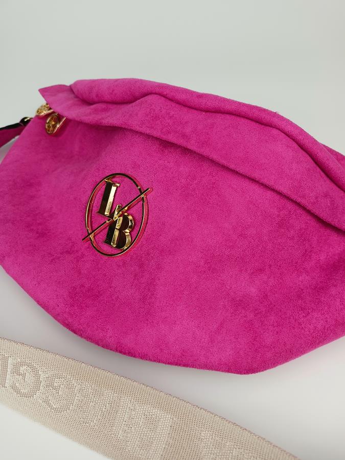 Przepiękna mega pakowna torebko-nerka Laura Biaggi różowy zamsz zdjęcie 3