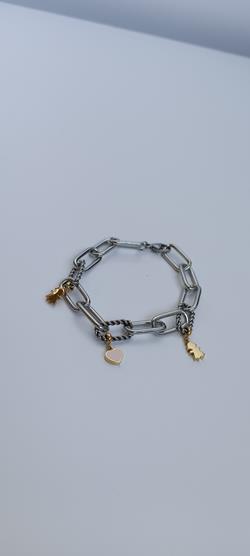 Śliczna srebrna bransoletka z zawieszkami dziewczynki serduszko zdjęcie 2