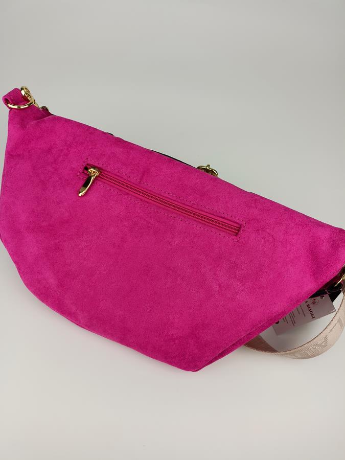 Przepiękna mega pakowna torebko-nerka Laura Biaggi różowy zamsz zdjęcie 4