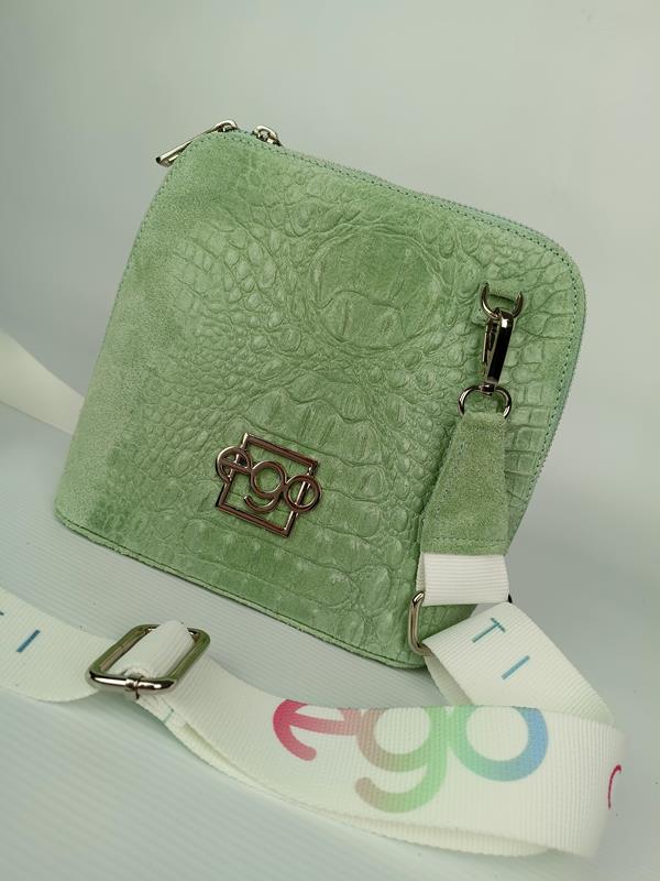 Piękna torebka EGO z wytłokiem kroko 3D w kolorze miętowym skóra naturalna zdjęcie 2