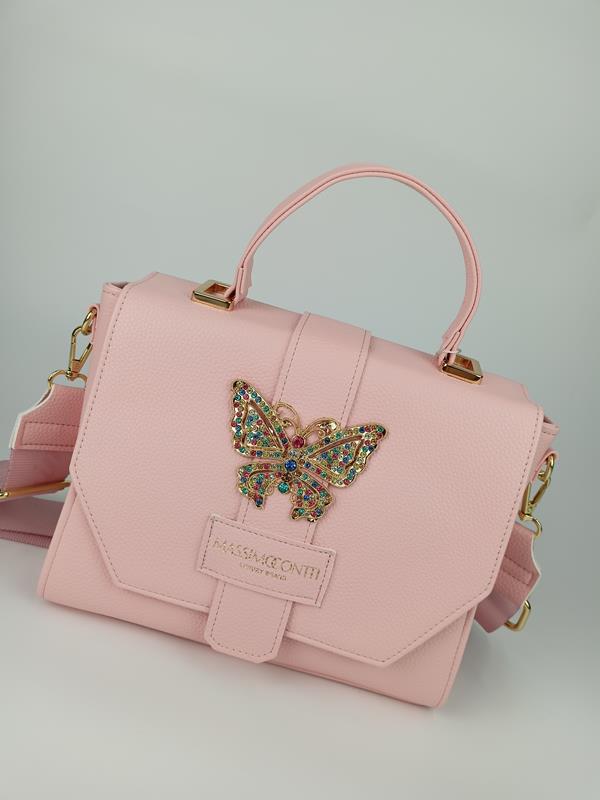 HIT przepiękna jasno-różowa torebka Massimo Contti  z motylem na klapce zdjęcie 2