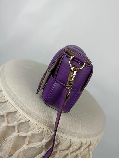 Piękna mała torebka Massimo Contti fioletowa przeplatana skóra naturalna zdjęcie 2