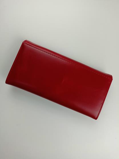 Duży czerwony portfel z klapką GREGORIO gładki z zapięciem na suwak w środku skóra naturalna