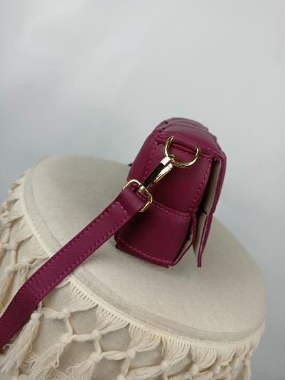 Piękna mała torebka Massimo Contti burgundowa przeplatana skóra naturalna zdjęcie 3