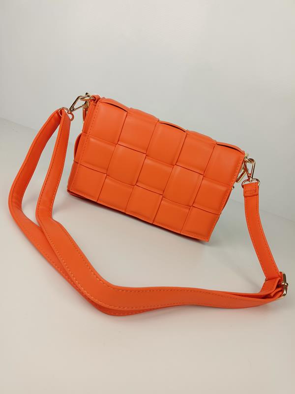HIT piękna torebka jednokomorowa przeplatana w kolorze pomarańczowym zdjęcie 1