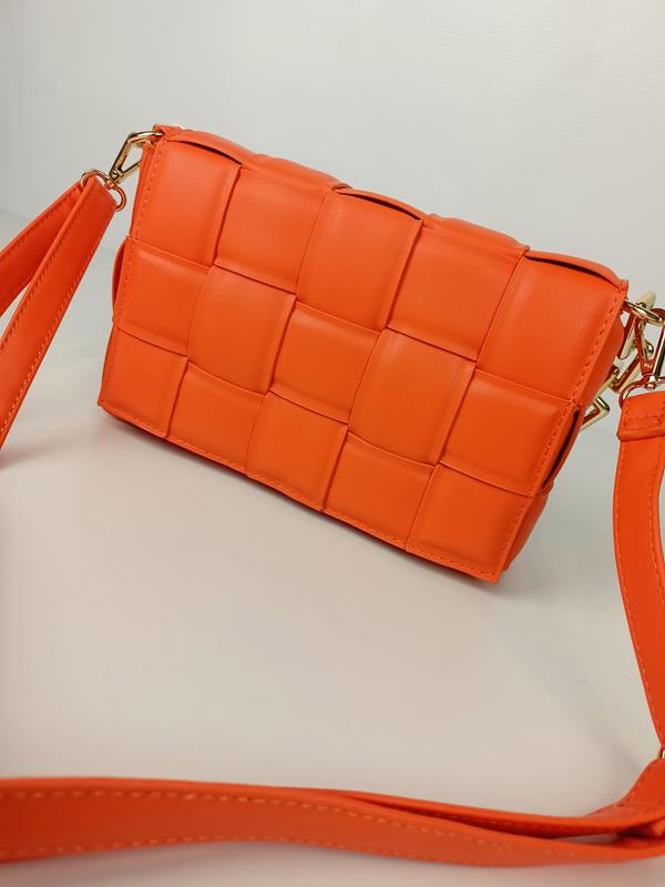 HIT piękna torebka jednokomorowa przeplatana w kolorze pomarańczowym zdjęcie 2