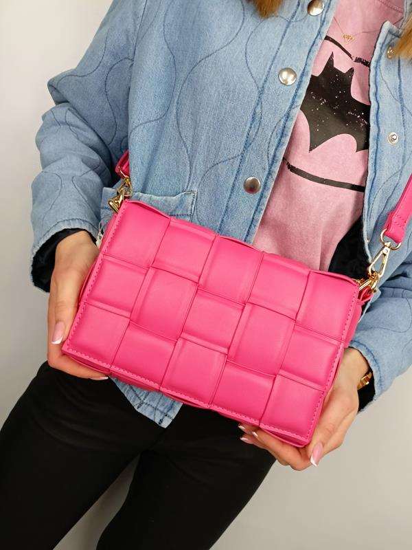 HIT piękna torebka jednokomorowa przeplatana w kolorze różowym zdjęcie 1