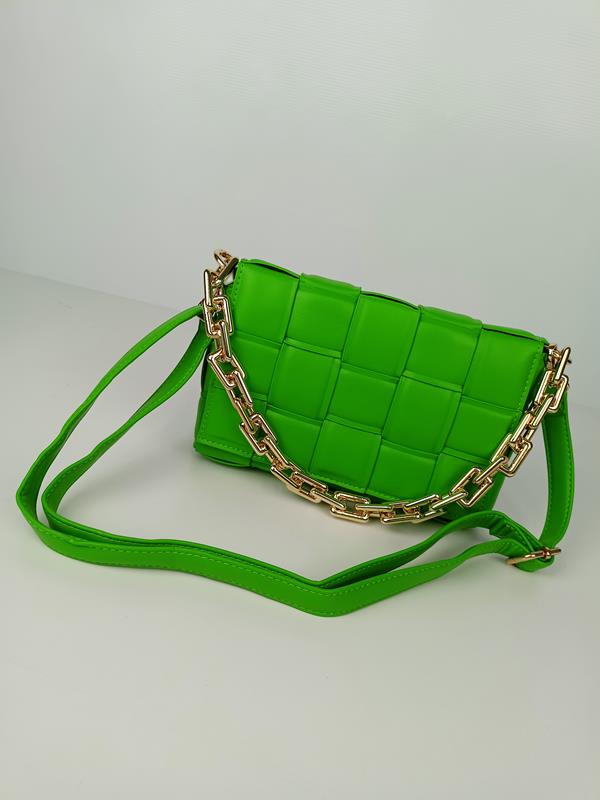 HIT piękna torebka jednokomorowa przeplatana w kolorze zielonym zdjęcie 1