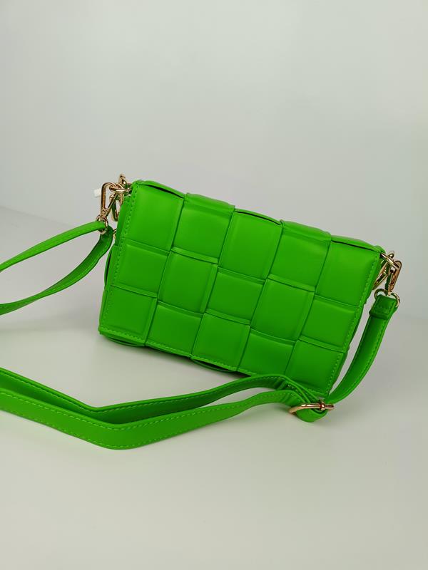 HIT piękna torebka jednokomorowa przeplatana w kolorze zielonym zdjęcie 2
