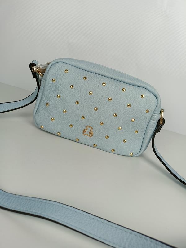 Piękna torebka LULU jednokomorowy błękit ze złotymi ćwiekami zdjęcie 2