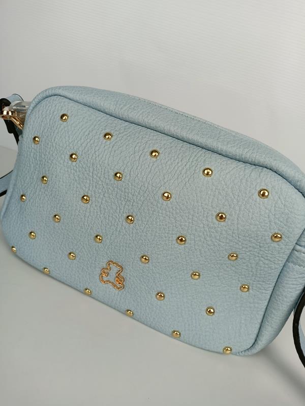 Piękna torebka LULU jednokomorowy błękit ze złotymi ćwiekami zdjęcie 3