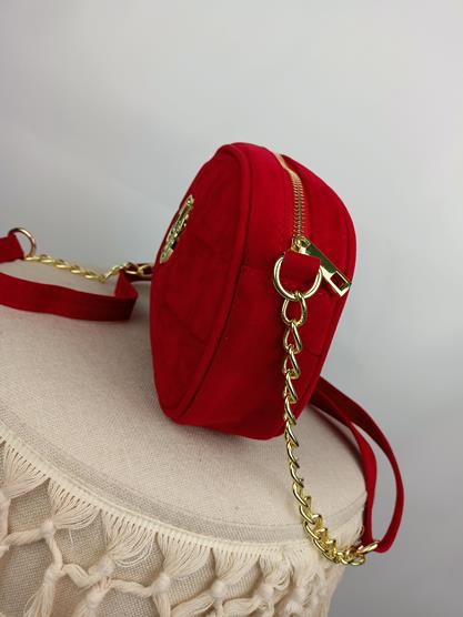 Piękna torebka maluszek Laura Biaggi czerwony zamsz zdjęcie 3