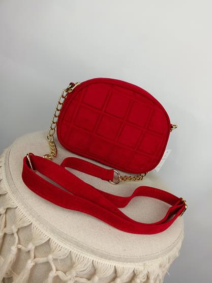 Piękna torebka maluszek Laura Biaggi czerwony zamsz zdjęcie 4