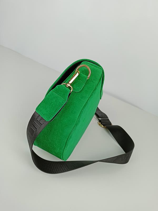 HIT świetna niesymetryczna torebka Laura Biaggi zielony zamsz z klapką zdjęcie 4