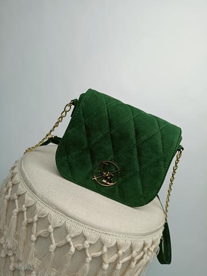 Piękna torebka Laura Biaggi pikowany zamsz w kolorze zielonym zdjęcie 1