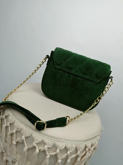 Piękna torebka Laura Biaggi pikowany zamsz w kolorze zielonym zdjęcie 4