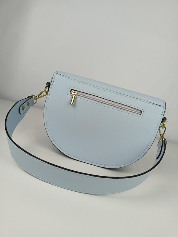 HIT śliczna półokrągła torebka Laura Biaggi błękitna ekoskóra w minimalistycznym stylu zdjęcie 4