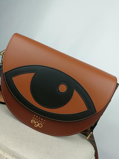 Piękna torebka EGO SEVEN SENSES brązowo-karmelowe oko z klapką skóra naturalna zdjęcie 3