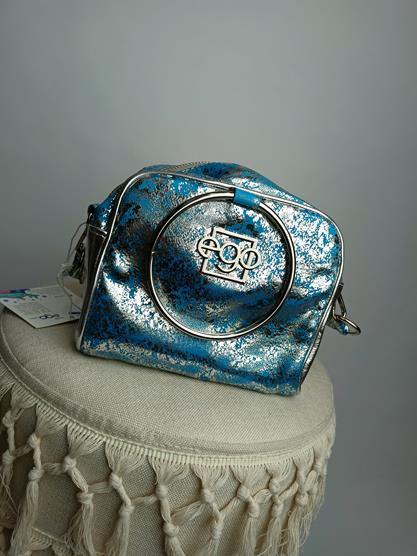 HIT piękna torebka EGO niebiesko-srebrna z kółkiem zdjęcie 2