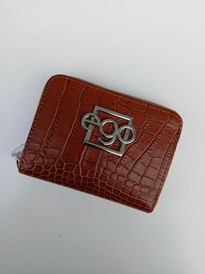 Mały portfel EGO brąz z wytłokiem skóra naturalna zdjęcie 2