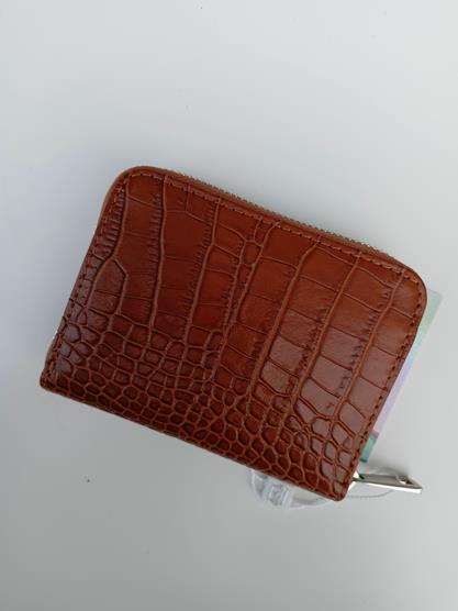 Mały portfel EGO brąz z wytłokiem skóra naturalna zdjęcie 4