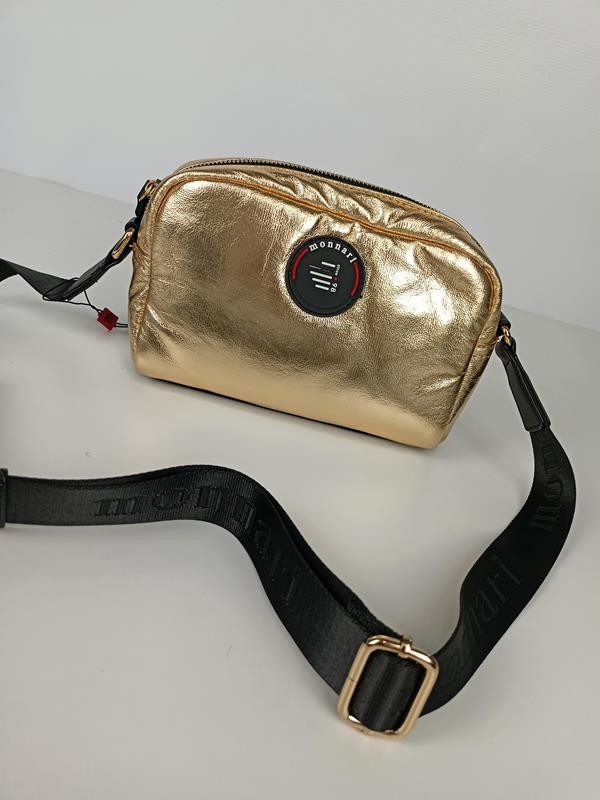 Świetna jednokomorowa torebka Monnari złoto z czarnym okrągłym logo zdjęcie 1