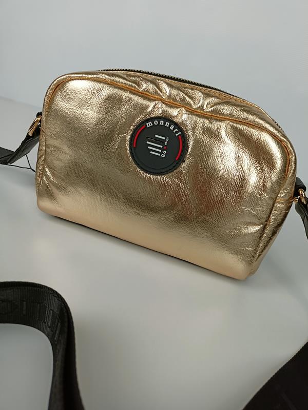 Świetna jednokomorowa torebka Monnari złoto z czarnym okrągłym logo zdjęcie 2
