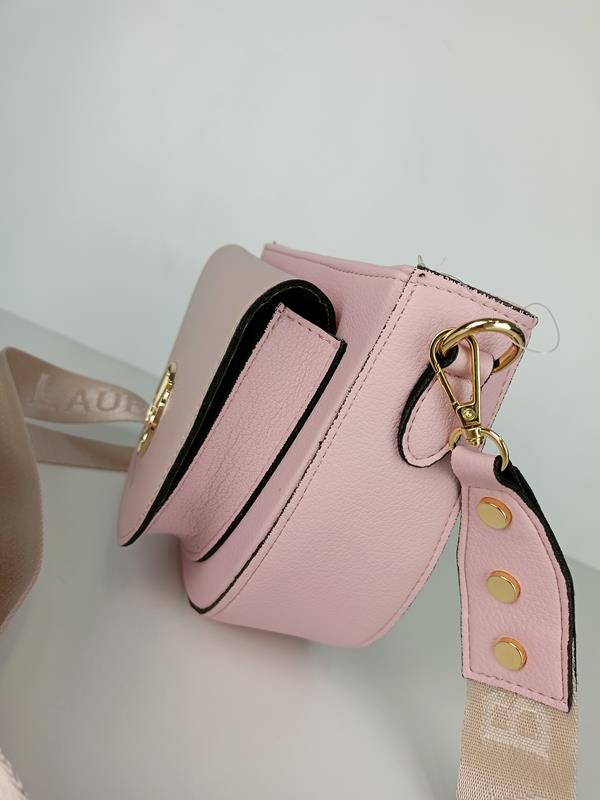 Piękna półokrągła różowa torebka Laura Biaggi z błyszczącą klapką z przodu zdjęcie 4
