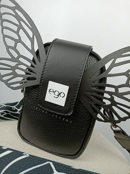HIT przepiękna rowerówka EGO motyl czarny z białym logo skóra naturalna zdjęcie 3