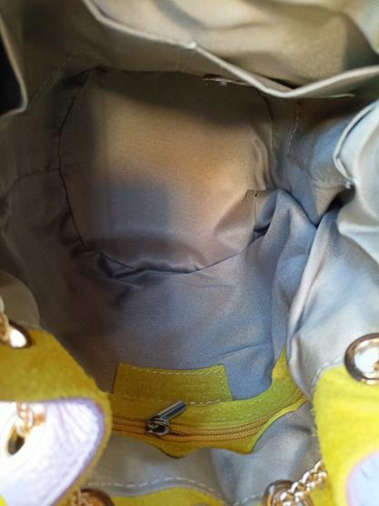 HIT świetny torebko-plecak EGO przeplatany fiolet z musztardowym kolorem skóra naturalna