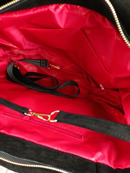 HIT piękna shopperka Laura Biaggi duża pikowana w kolorze chabrowym z łańcuchem zamsz zdjęcie 4