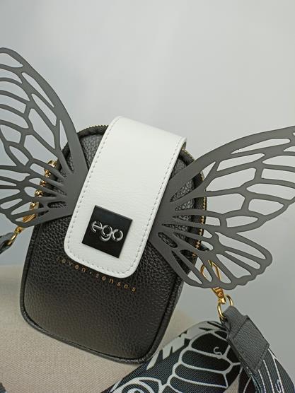 HIT przepiękna rowerówka EGO motyl czarny z białą klapką skóra naturalna zdjęcie 4