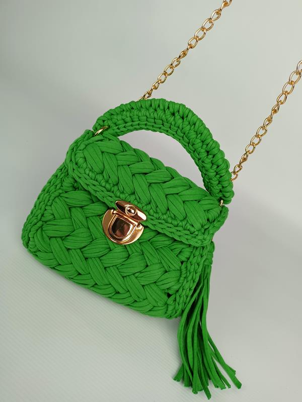 HIT przepiękna mała torebka pleciona Massimo Contti w kolorze ciemno- zielonym zdjęcie 2