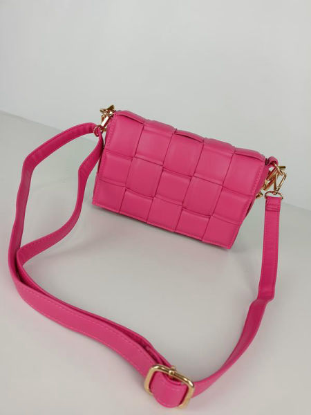 HIT piękna torebka jednokomorowa przeplatana w kolorze różowym zdjęcie 2