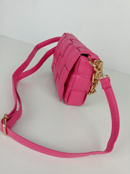 HIT piękna torebka jednokomorowa przeplatana w kolorze różowym zdjęcie 3