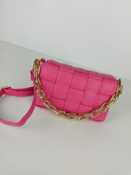 HIT piękna torebka jednokomorowa przeplatana w kolorze różowym zdjęcie 4