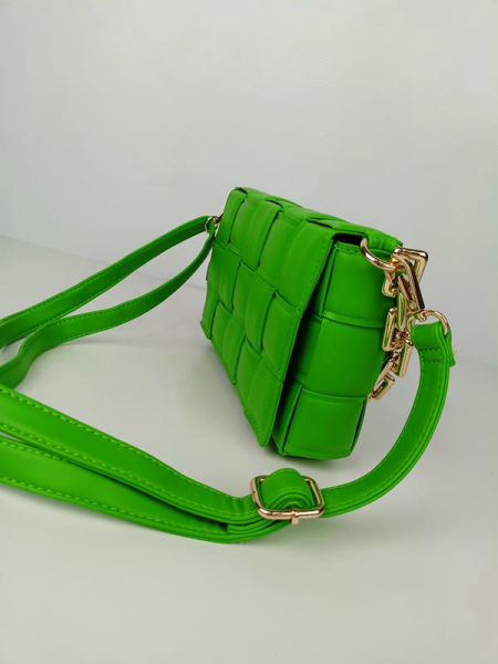 HIT piękna torebka jednokomorowa przeplatana w kolorze zielonym zdjęcie 3